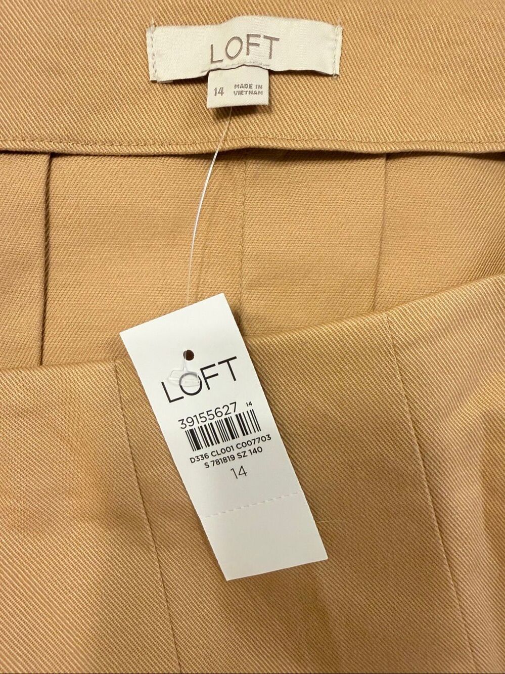 NWT LOFT Khaki Pleated Mini Skirt Sz. 14 Buckle Academic Preppy - Picture 11 of 11